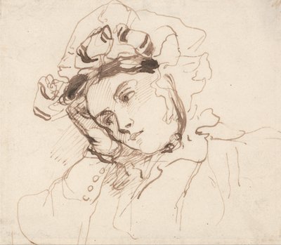 Studie einer Frau mit dem Kopf auf der Hand von Richard Parkes Bonington